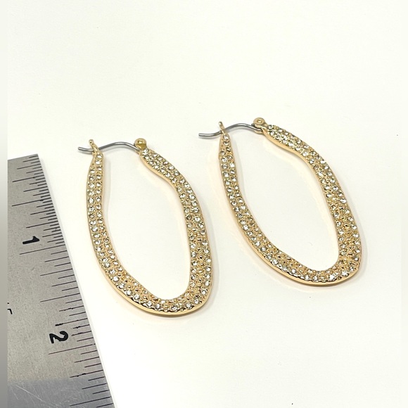 New Anthropologie Cosmic Rocker Oval Hoop Earrings Gold - Picture 6 of 7